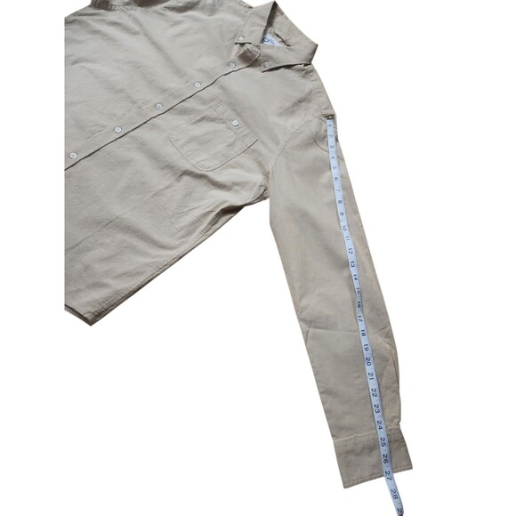 Mugsy Organic Cotton Preppy Oxford Shirt Mens Large Dakars Light Tan Button Down - Picture 9 of 9